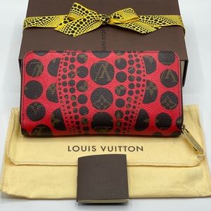 Louis Vuitton x Yayoi Kusama Polka Pumpkin Dots Wave Long Round Zippy Wallet